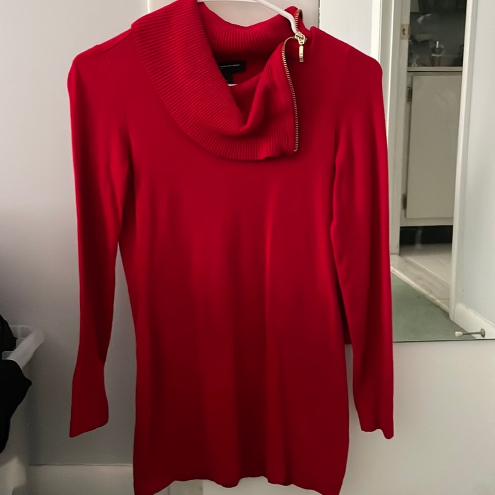Red turtleneck sweater with zipper only worn once